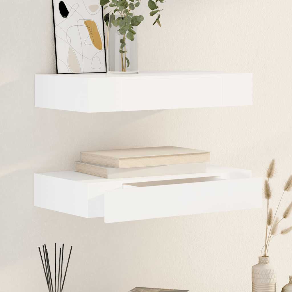 Wandplanken Zwevend Met Lade – Wit | Nordexahome - Nordexa Home