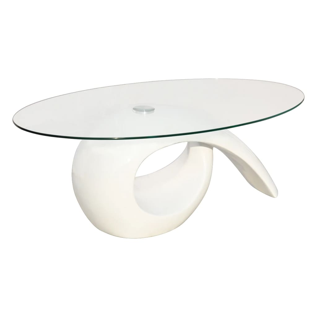 Salontafel Met Ovaal Glazen Tafelblad – Hoogglans Wit | Nordexahome - Nordexa Home