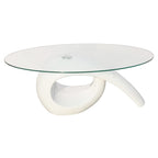 Salontafel Met Ovaal Glazen Tafelblad – Hoogglans Wit | Nordexahome - Nordexa Home