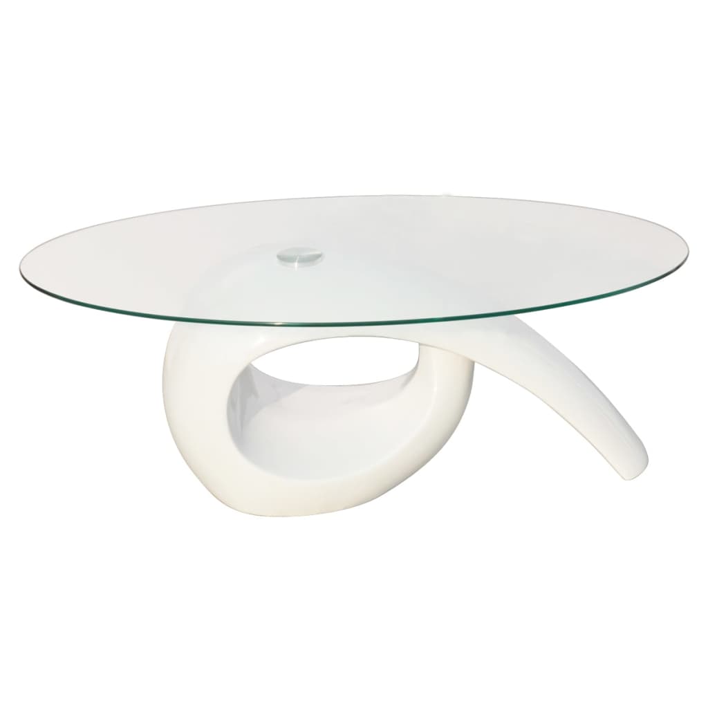 Salontafel Met Ovaal Glazen Tafelblad – Hoogglans Wit | Nordexahome - Nordexa Home
