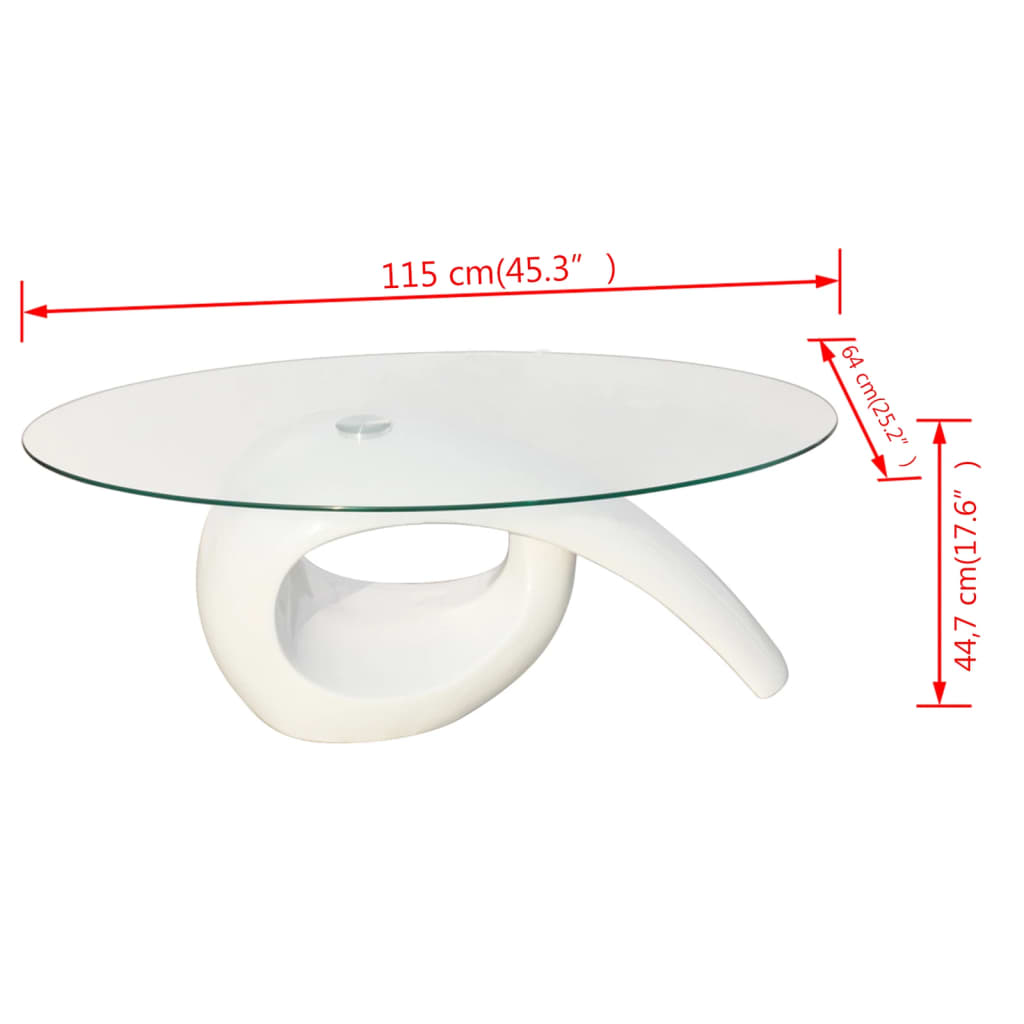 Salontafel Met Ovaal Glazen Tafelblad – Hoogglans Wit | Nordexahome - Nordexa Home