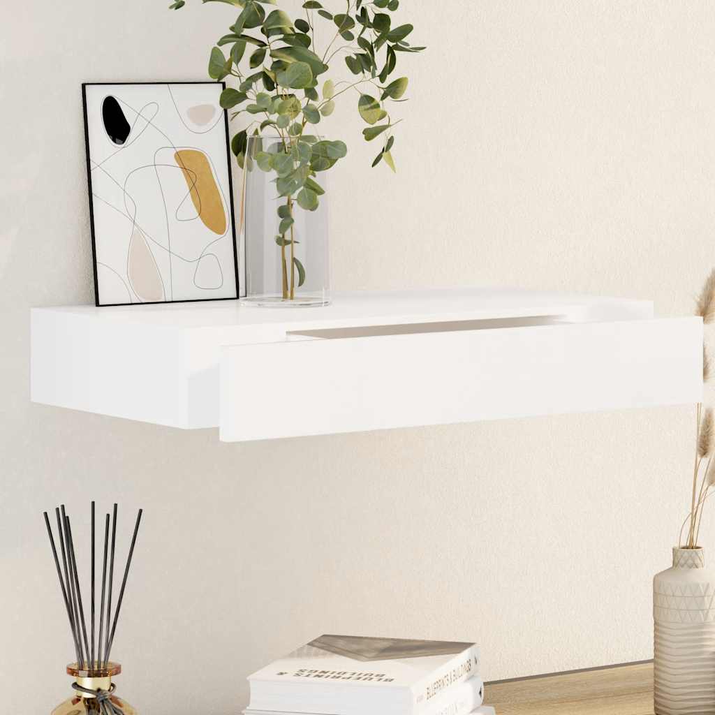 Wandplanken Zwevend Met Lade – Wit | Nordexahome - Nordexa Home