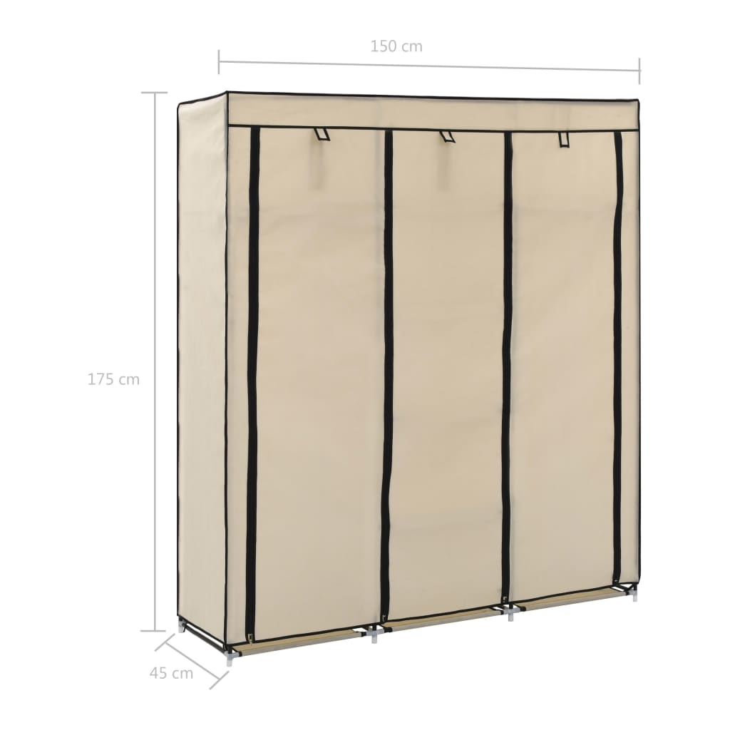 Kledingkast Met Vakken En Stangen 150X45X175 Cm Stof - Nordexa Home