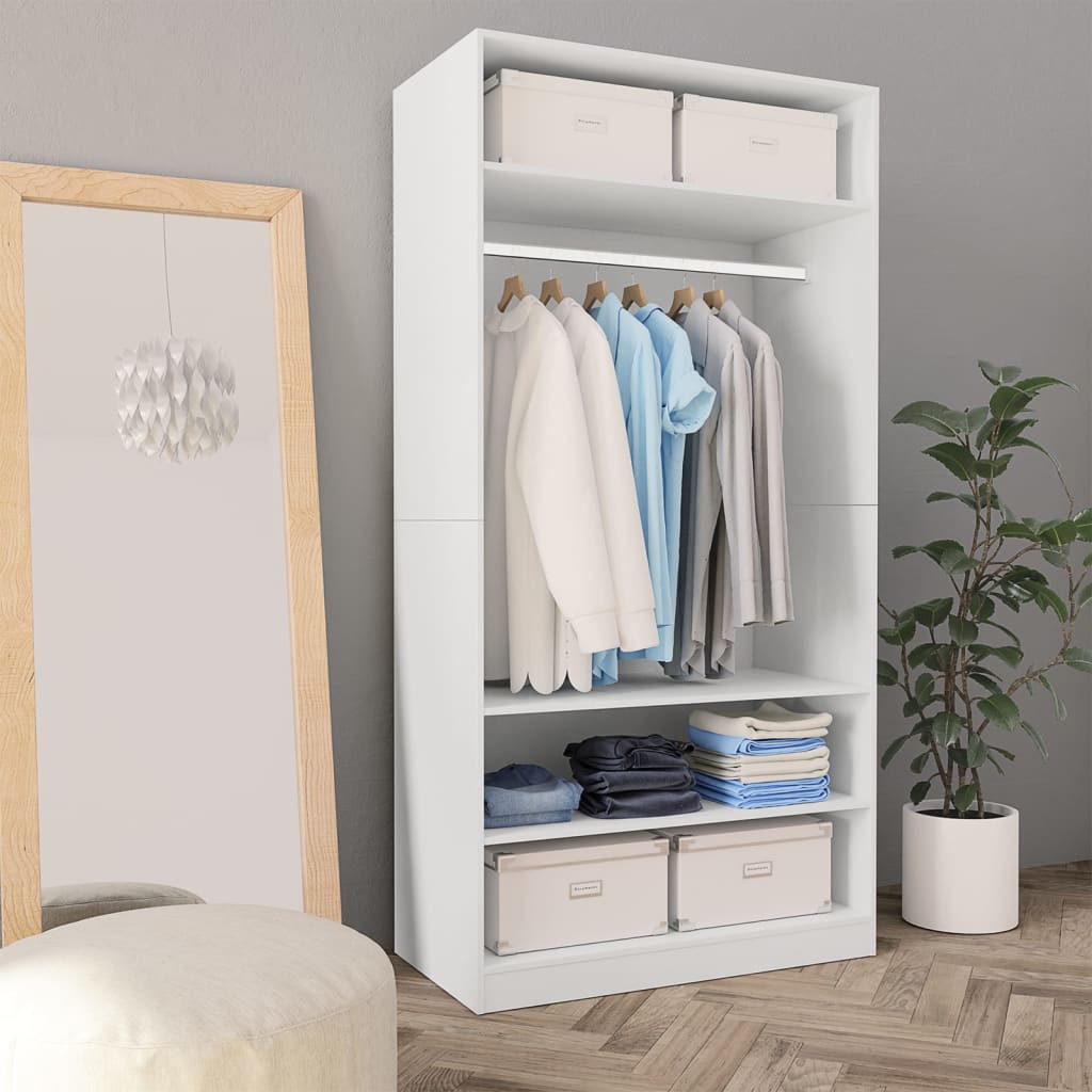 Kledingkast Bewerkt Hout Wit - Nordexa Home