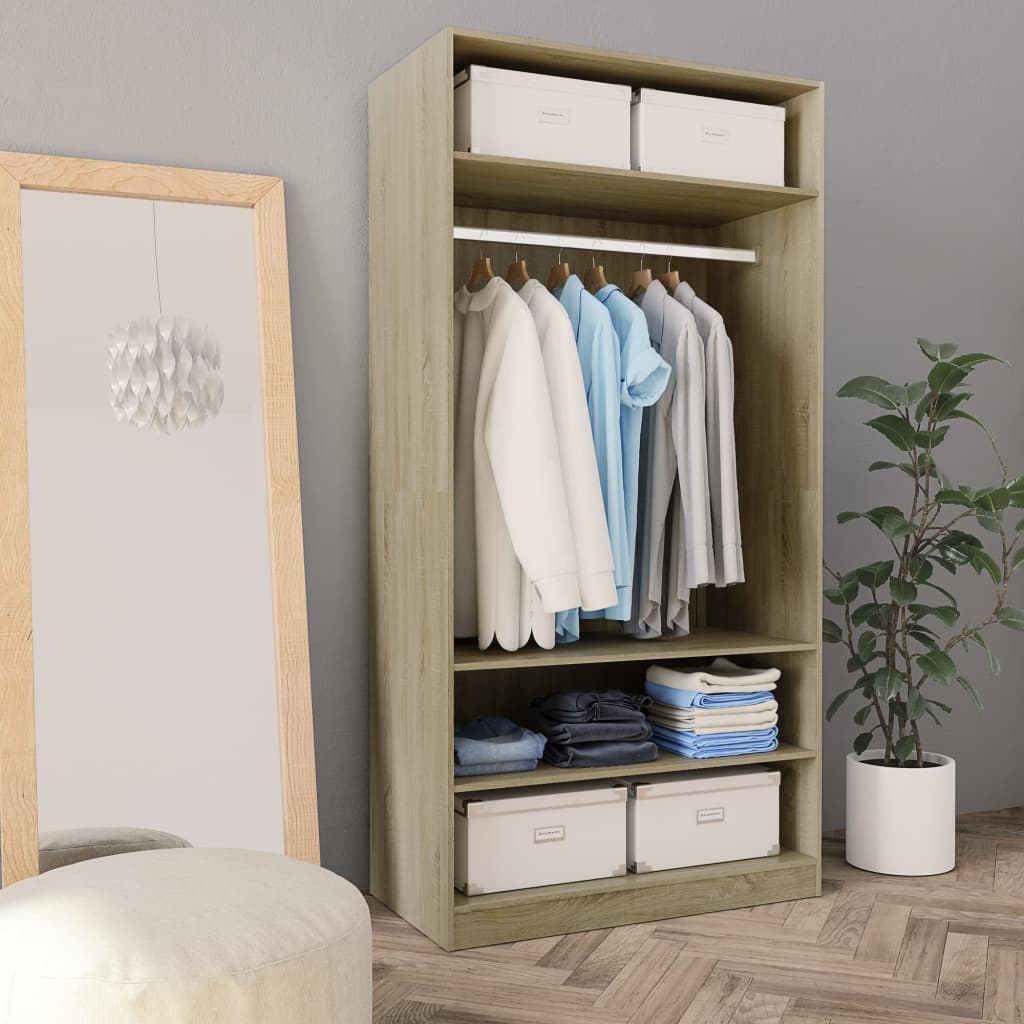 Kledingkast Bewerkt Hout Kleurig Sonoma Eiken - Nordexa Home