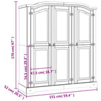Kledingkast Met 3 Deuren Mexicaans Grenenhout Corona-Stijl - Nordexa Home