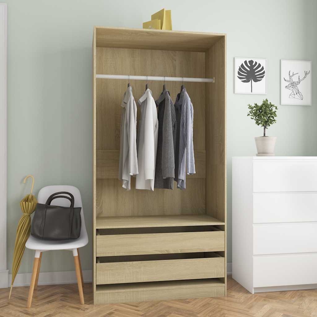 Kledingkast Bewerkt Hout Kleurig Sonoma Eiken - Nordexa Home