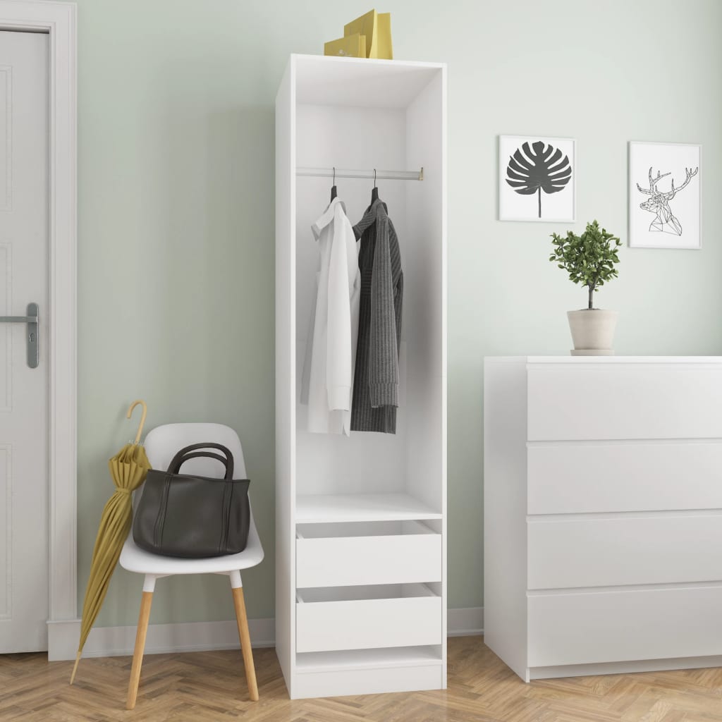 Kledingkast Bewerkt Hout Wit - Nordexa Home