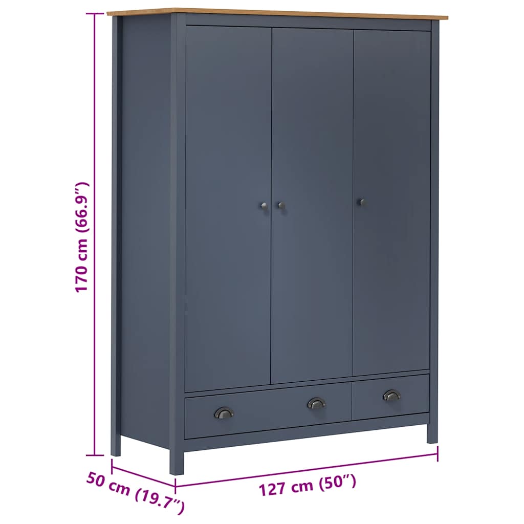Kledingkast Hill 3 Deuren 127X50X170 Cm Grenenhout - Nordexa Home