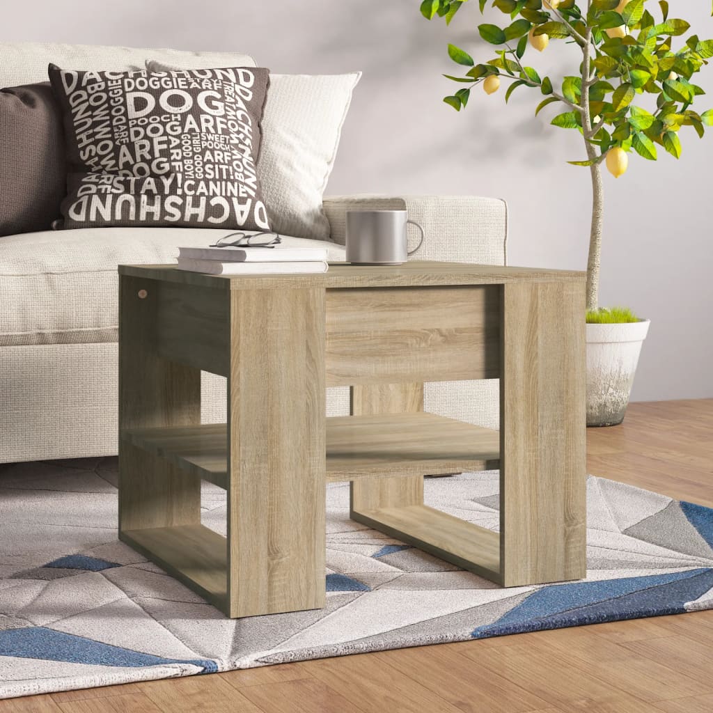 NordexaHome Design Salontafel – Massief Bewerkt Hout in Eikenkleur (55,5×55×45 cm) - Nordexa Home