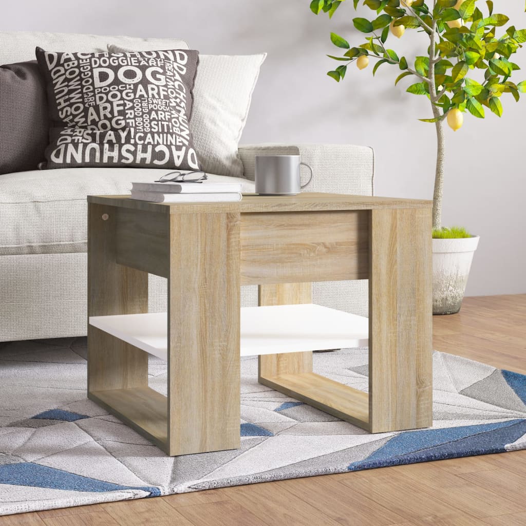 NordexaHome Design Salontafel – Massief Bewerkt Hout in Eikenkleur (55,5×55×45 cm) - Nordexa Home