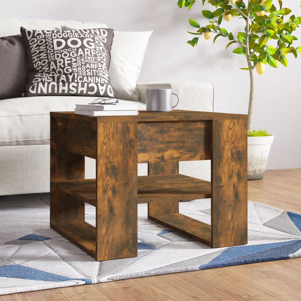 NordexaHome Design Salontafel – Massief Bewerkt Hout in Eikenkleur (55,5×55×45 cm) - Nordexa Home