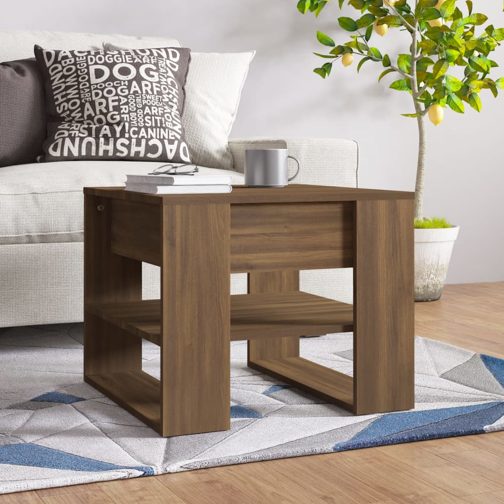NordexaHome Design Salontafel – Massief Bewerkt Hout in Eikenkleur (55,5×55×45 cm) - Nordexa Home