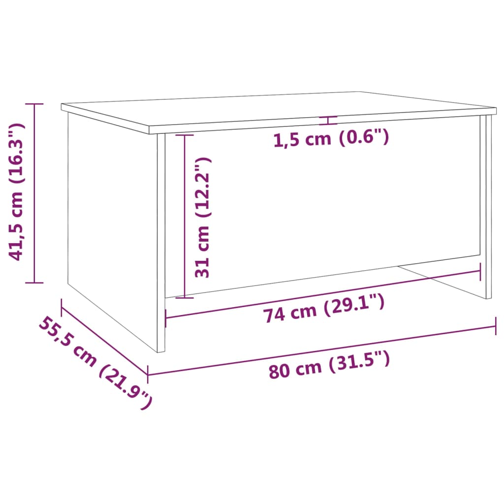 Salontafel 80X55,5X41,5 Cm Bewerkt Hout - Nordexa Home