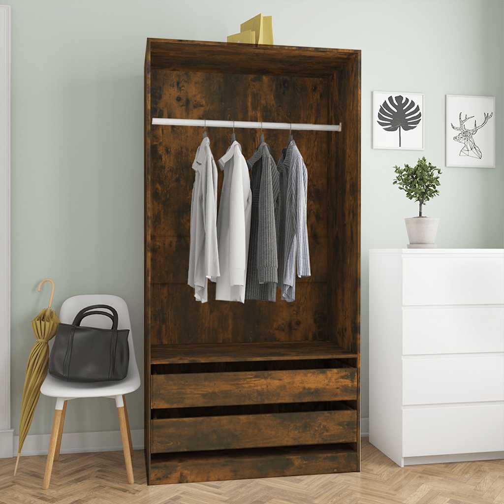 Kledingkast Bewerkt Hout Kleurig Gerookt Eiken - Nordexa Home