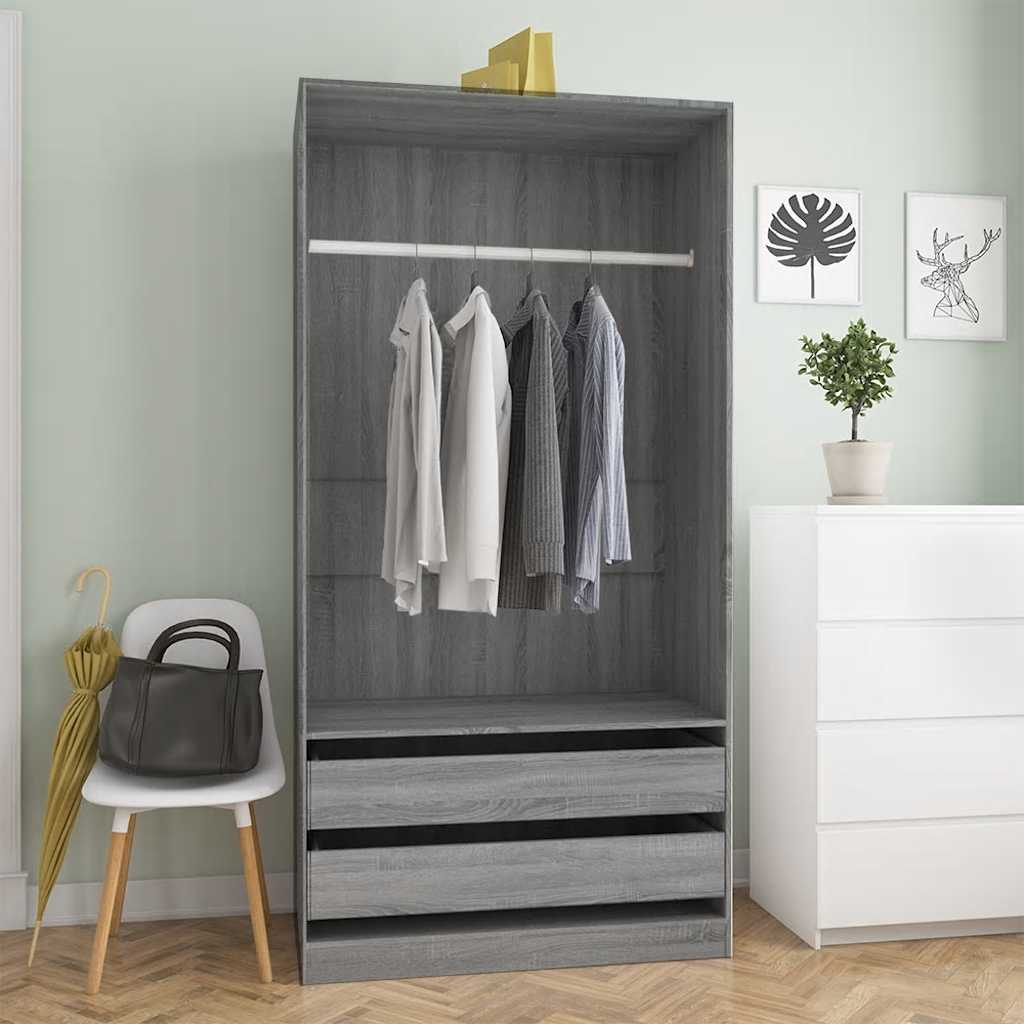 Kledingkast Bewerkt Hout Grijs Sonoma - Nordexa Home