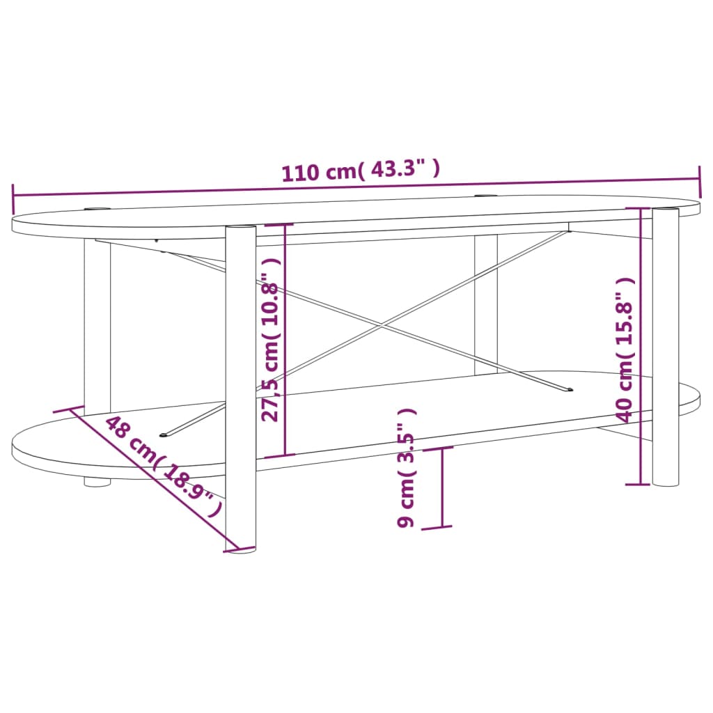 Salontafel 110X48X40 Cm Bewerkt Hout - Nordexa Home