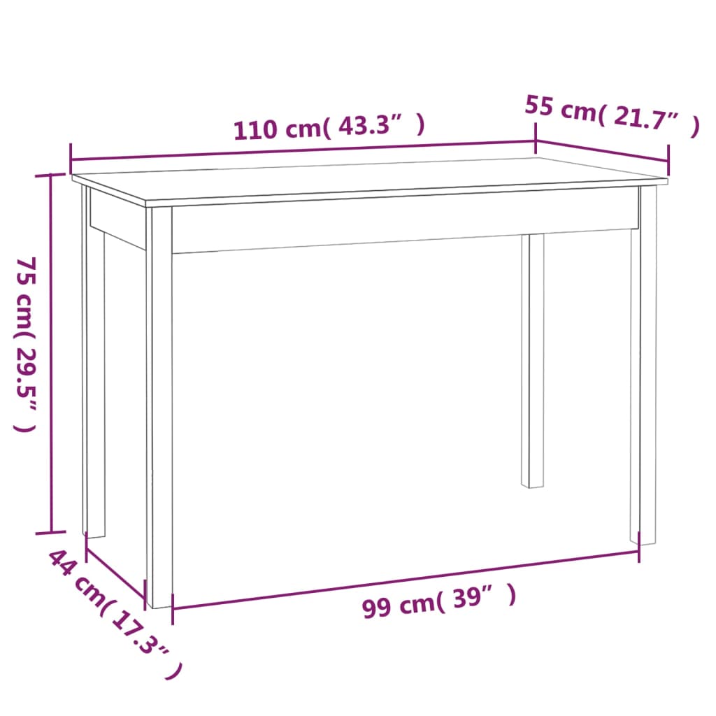 Eettafel 110X55X75 Cm Massief Grenenhout - Nordexa Home