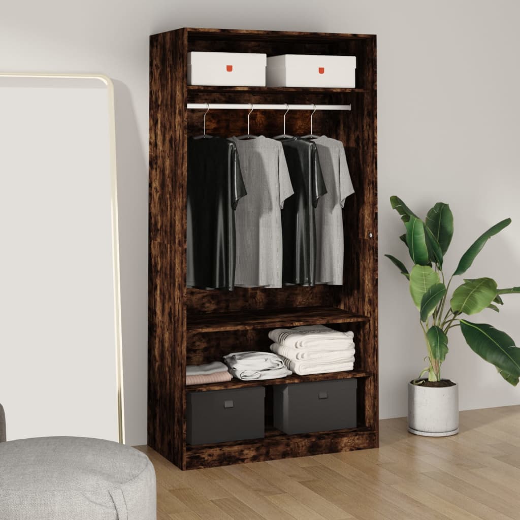 Kledingkast Bewerkt Hout Kleurig Gerookt Eiken - Nordexa Home