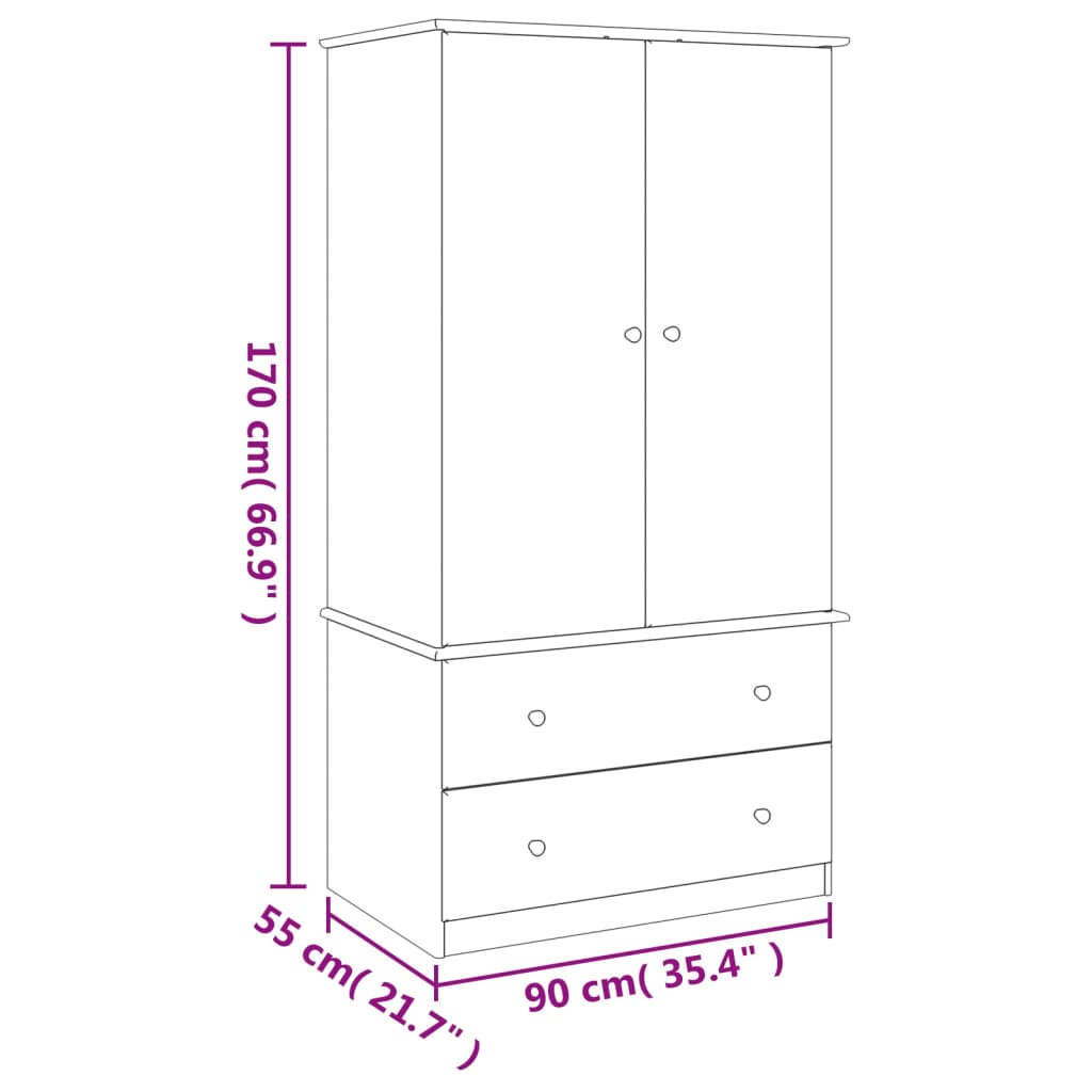 Kledingkast Alta 90X55X170 Cm Massief Grenenhout - Nordexa Home