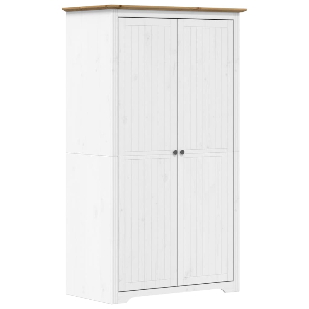 Kledingkast Bodo 99X53,5X173 Cm Massief Grenenhout Wit Bruin - Nordexa Home
