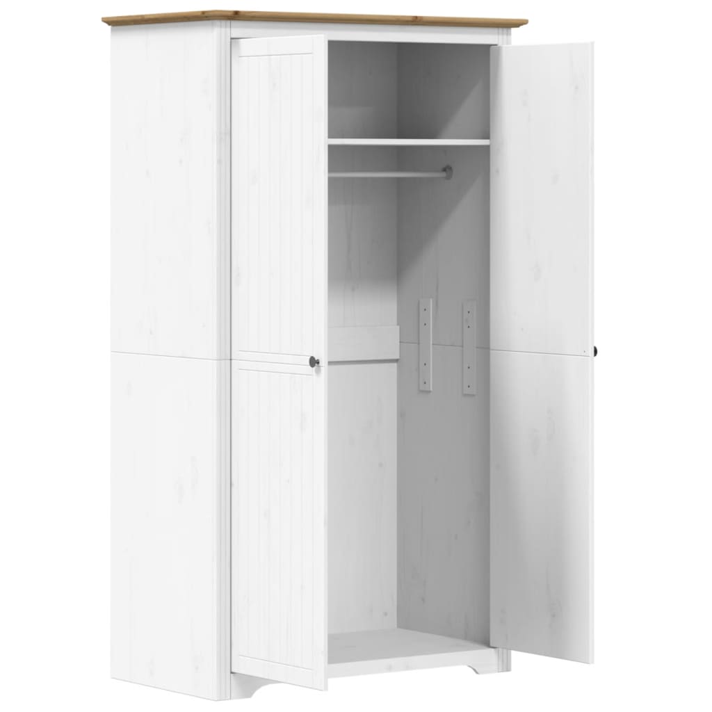 Kledingkast Bodo 99X53,5X173 Cm Massief Grenenhout Wit Bruin - Nordexa Home