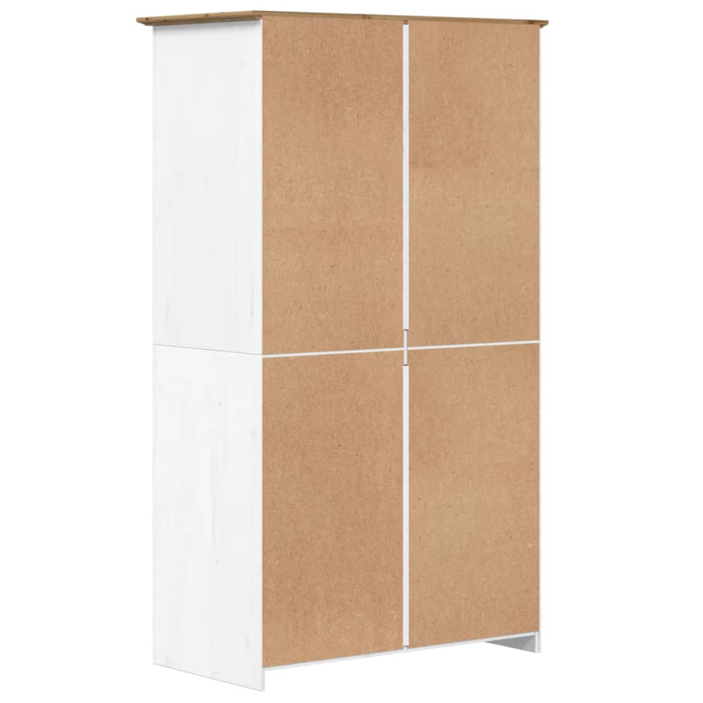 Kledingkast Bodo 99X53,5X173 Cm Massief Grenenhout Wit Bruin - Nordexa Home