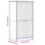 Kledingkast Bodo 99X53,5X173 Cm Massief Grenenhout Wit Bruin - Nordexa Home