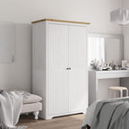 Kledingkast Bodo 99X53,5X173 Cm Massief Grenenhout Wit Bruin - Nordexa Home