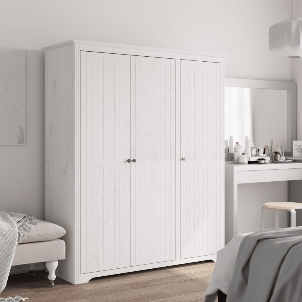 Kledingkast Bodo 99X53,5X173 Cm Massief Grenenhout Wit - Nordexa Home