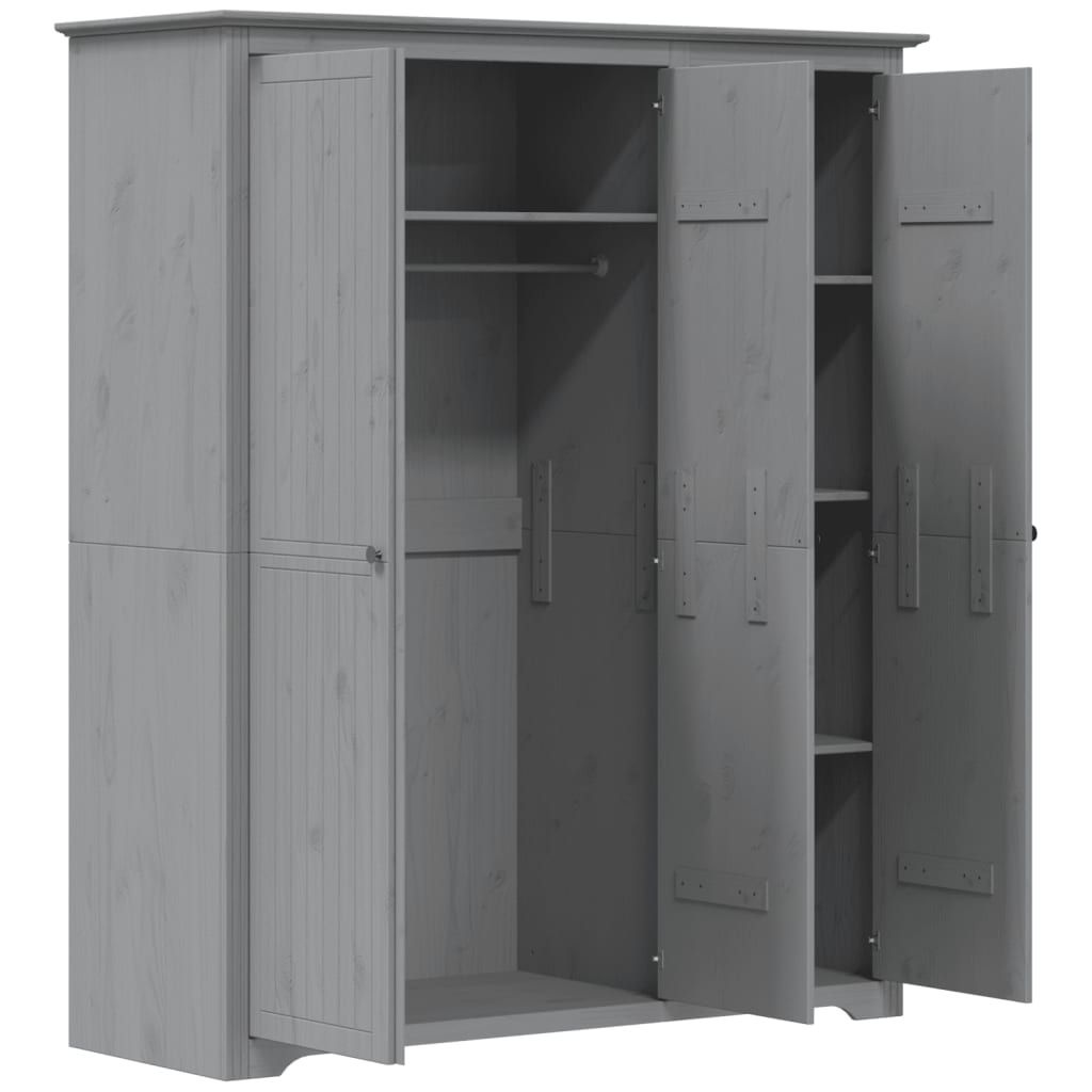 Kledingkast Bodo 146X53,5X173 Cm Massief Grenenhout Grijs - Nordexa Home