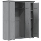Kledingkast Bodo 146X53,5X173 Cm Massief Grenenhout Grijs - Nordexa Home