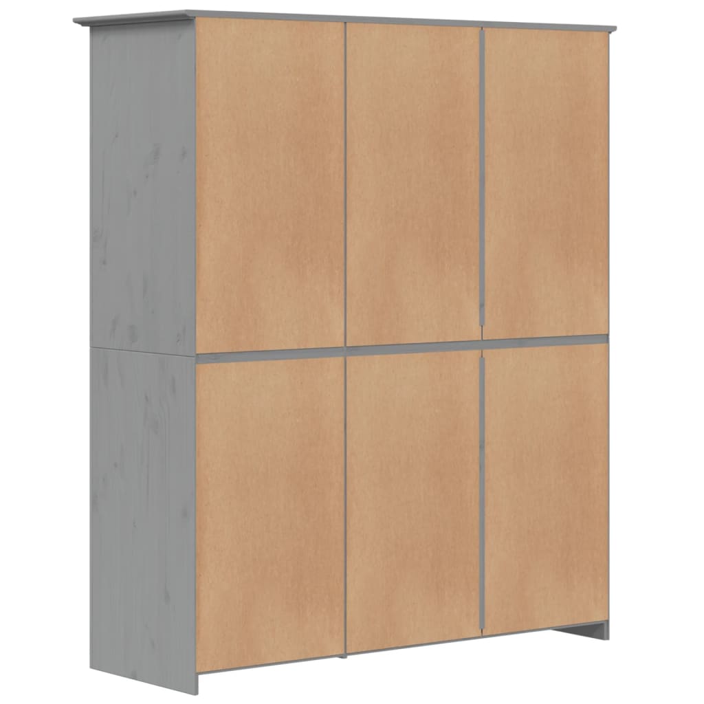 Kledingkast Bodo 146X53,5X173 Cm Massief Grenenhout Grijs - Nordexa Home