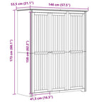 Kledingkast Bodo 146X53,5X173 Cm Massief Grenenhout Grijs - Nordexa Home