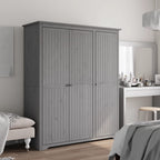 Kledingkast Bodo 146X53,5X173 Cm Massief Grenenhout Grijs - Nordexa Home