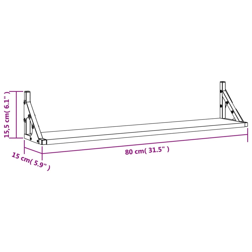 Wandplanken 80×15×15,5 cm – Bewerkt Hout Sonoma Eiken | Nordexahome - Nordexa Home