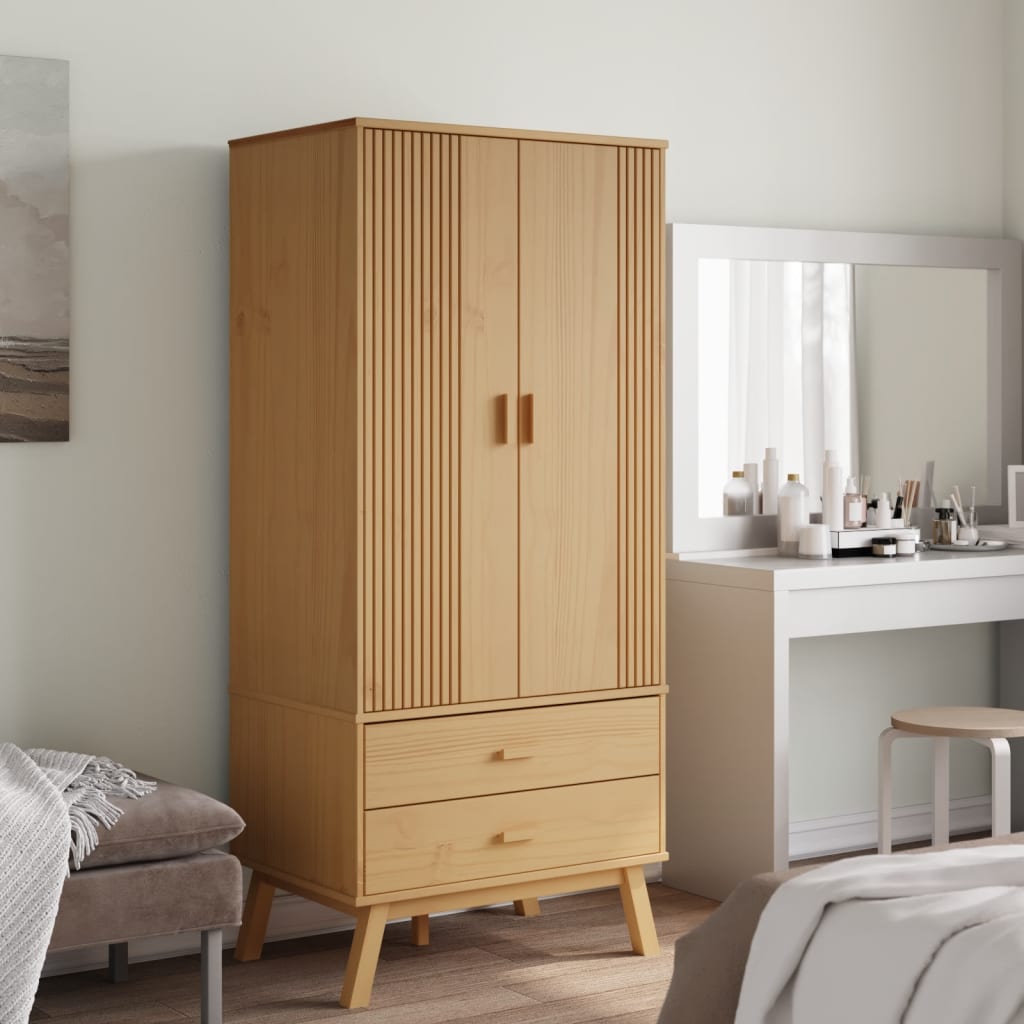 Kledingkast Olden 76,5X53X172 Cm Massief Grenenhout - Nordexa Home