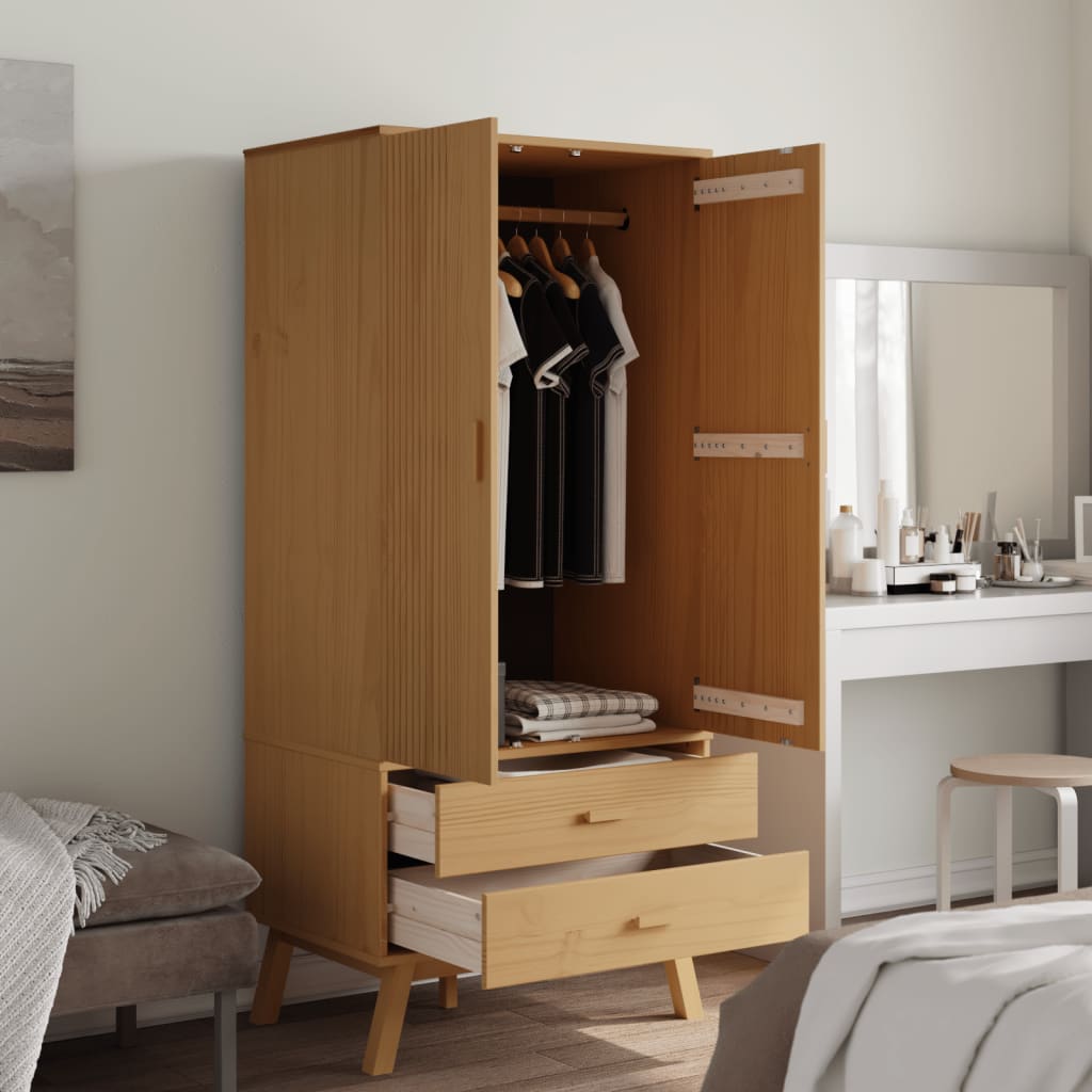 Kledingkast Olden 76,5X53X172 Cm Massief Grenenhout - Nordexa Home