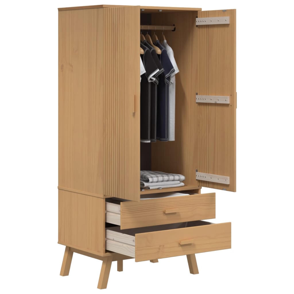 Kledingkast Olden 76,5X53X172 Cm Massief Grenenhout - Nordexa Home
