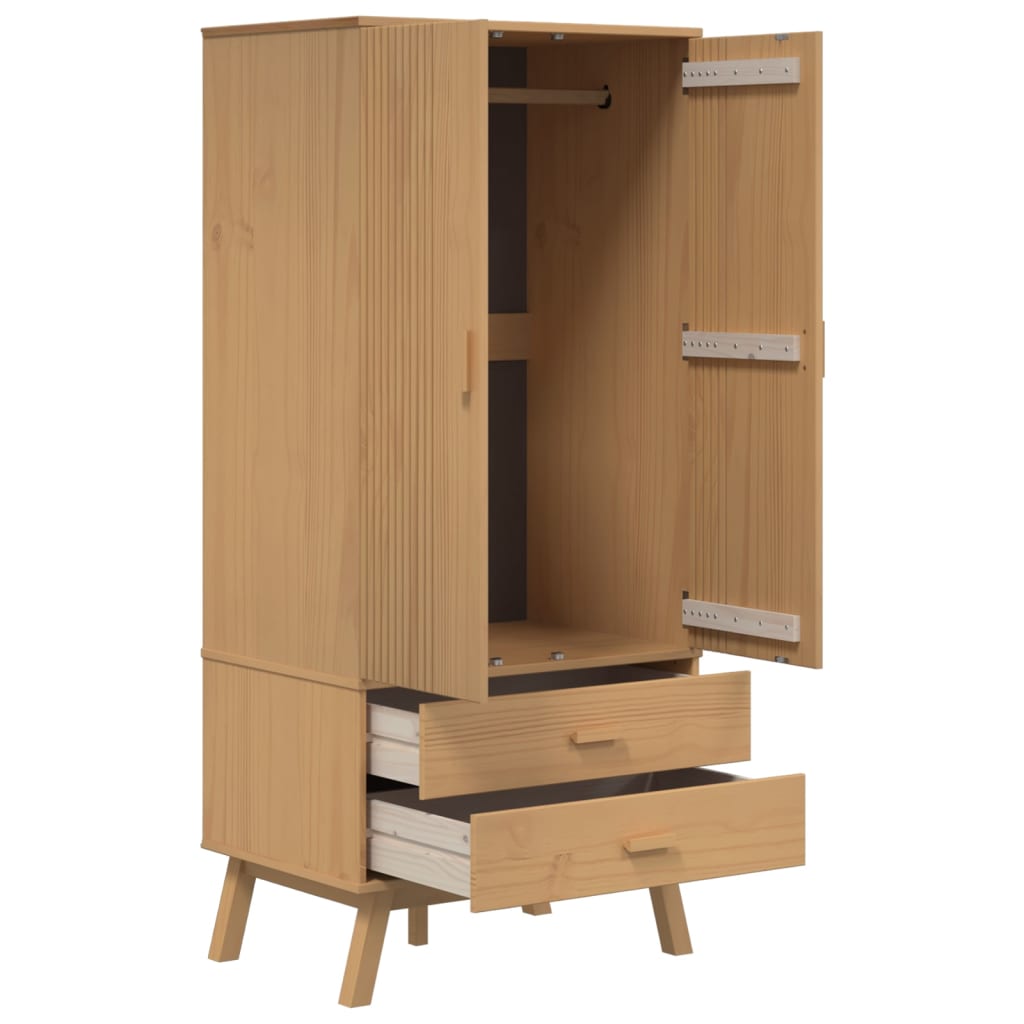 Kledingkast Olden 76,5X53X172 Cm Massief Grenenhout - Nordexa Home
