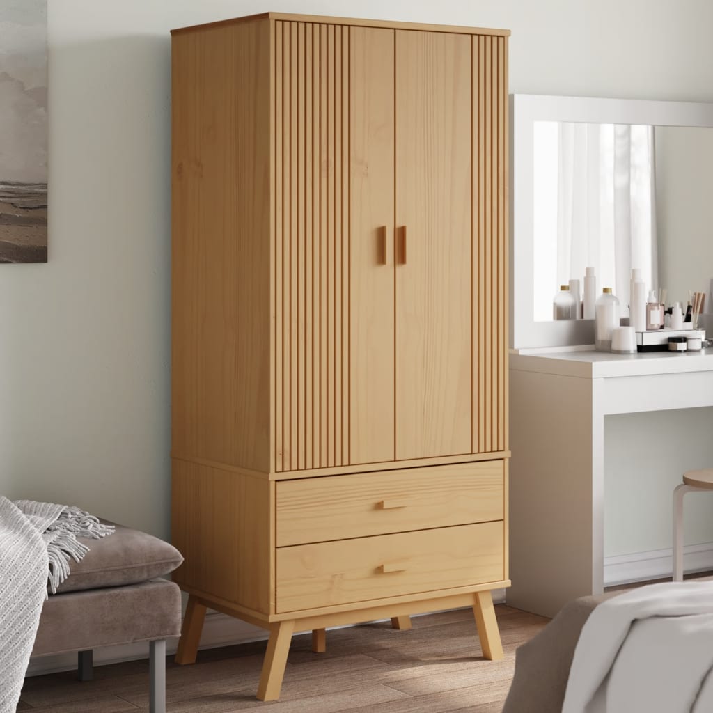 Kledingkast Olden 76,5X53X172 Cm Massief Grenenhout - Nordexa Home
