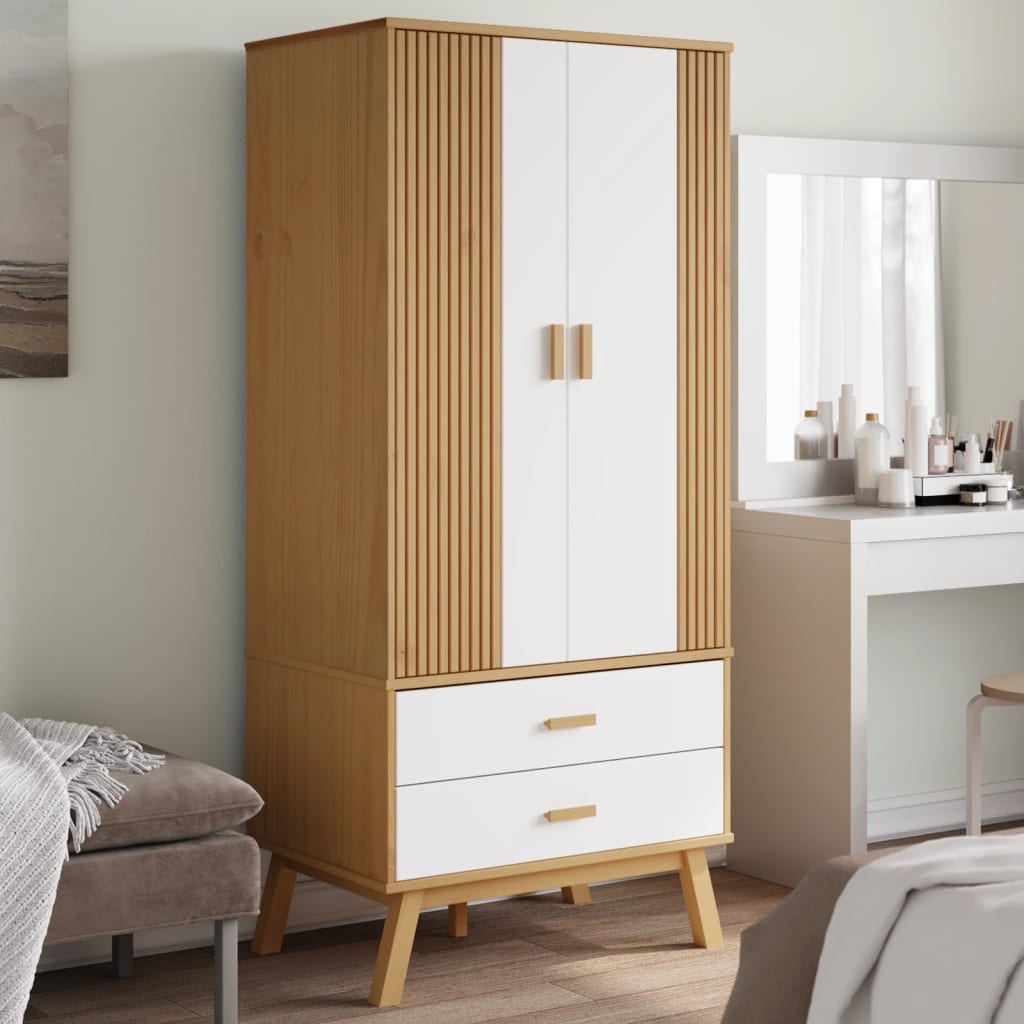 Kledingkast Olden 76,5X53X172 Cm Massief Grenenhout - Nordexa Home