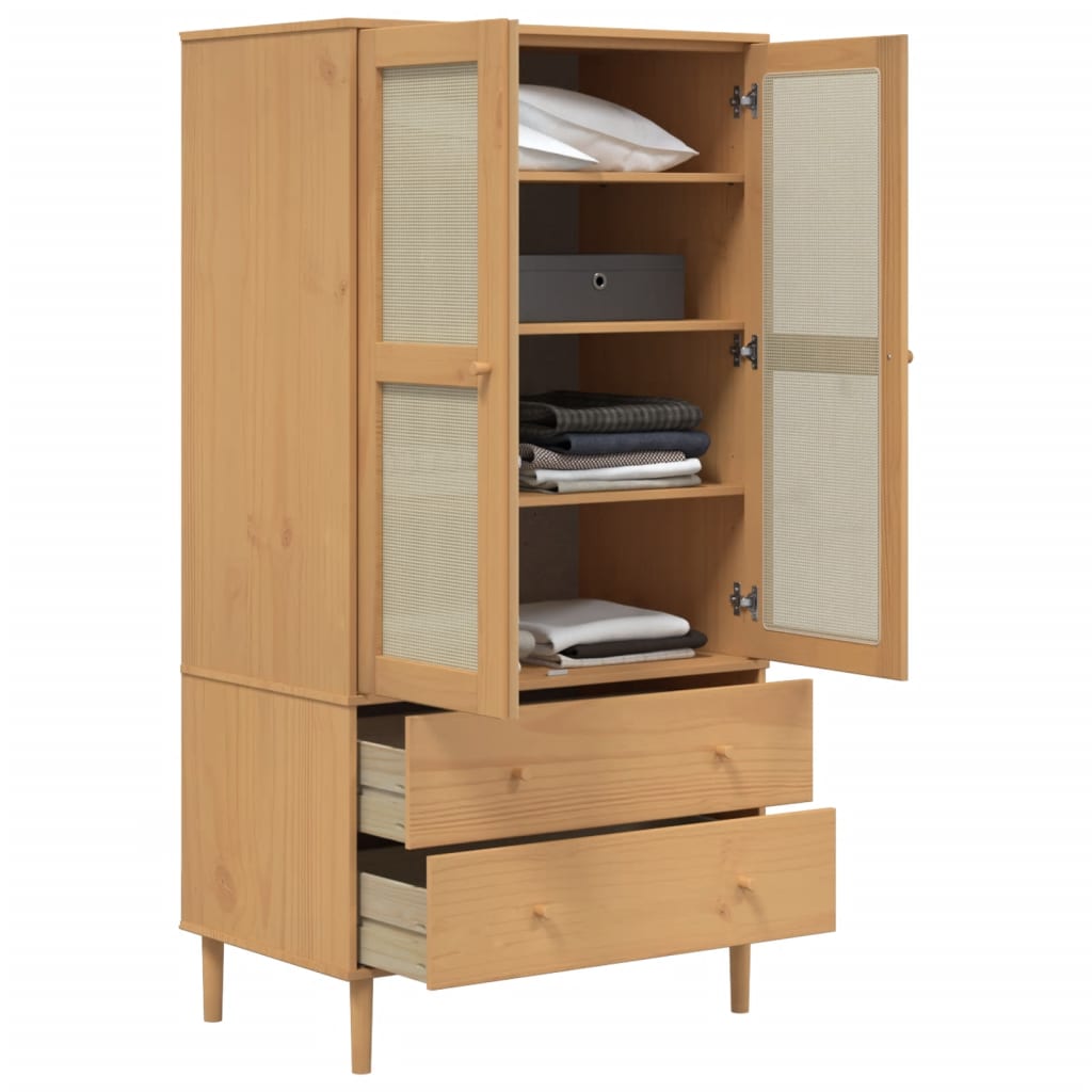 Kledingkast Senja 90X55X175 Cm Rattan Look Grenenhout - Nordexa Home