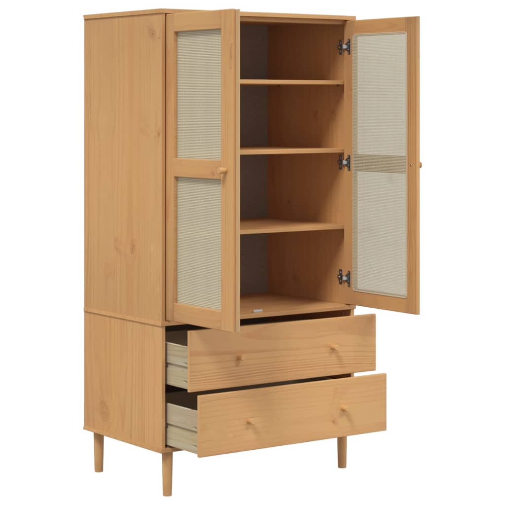 Kledingkast Senja 90X55X175 Cm Rattan Look Grenenhout - Nordexa Home