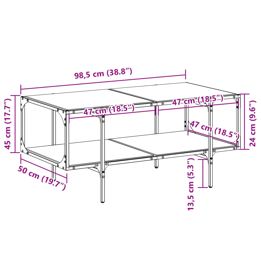 Salontafel Met Transparant Glazen Blad Staal – Compact | Nordexahome - Nordexa Home