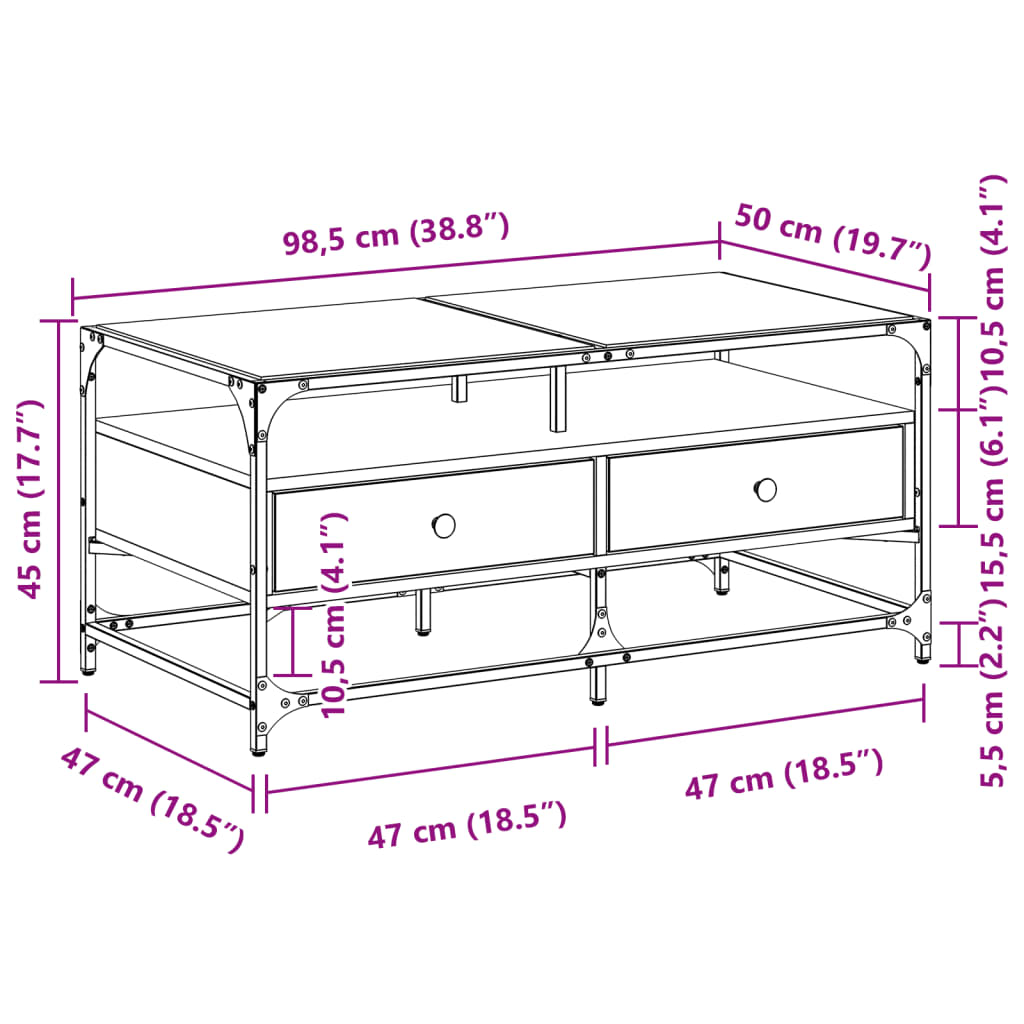 Salontafel Met Transparant Glazen Blad – Staal | Nordexahome - Nordexa Home