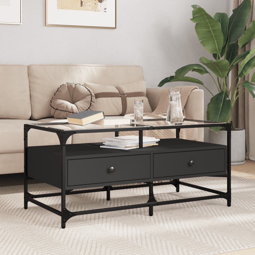 Salontafel Met Transparant Glazen Blad – Staal | Nordexahome - Nordexa Home