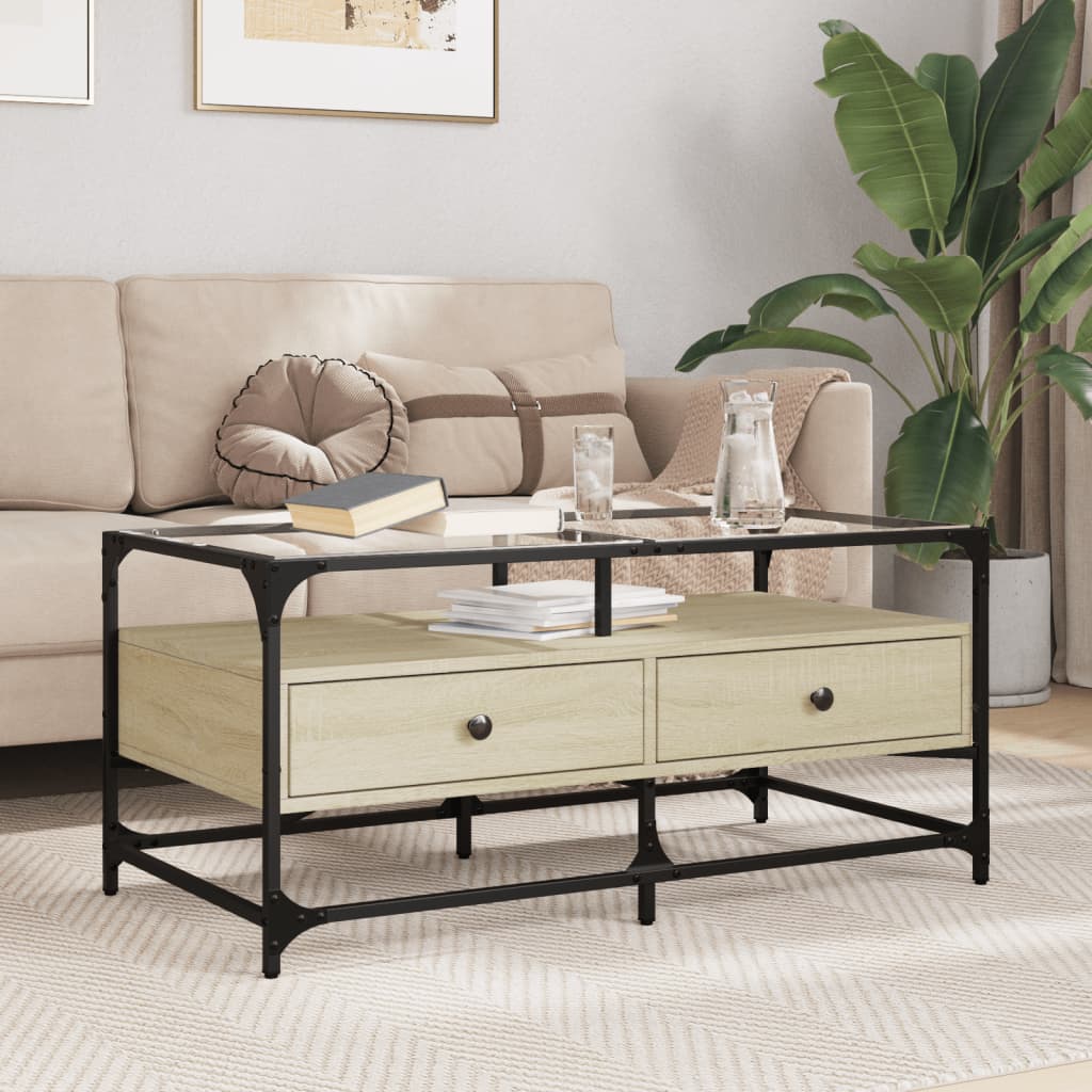 Salontafel Met Transparant Glazen Blad – Staal | Nordexahome - Nordexa Home