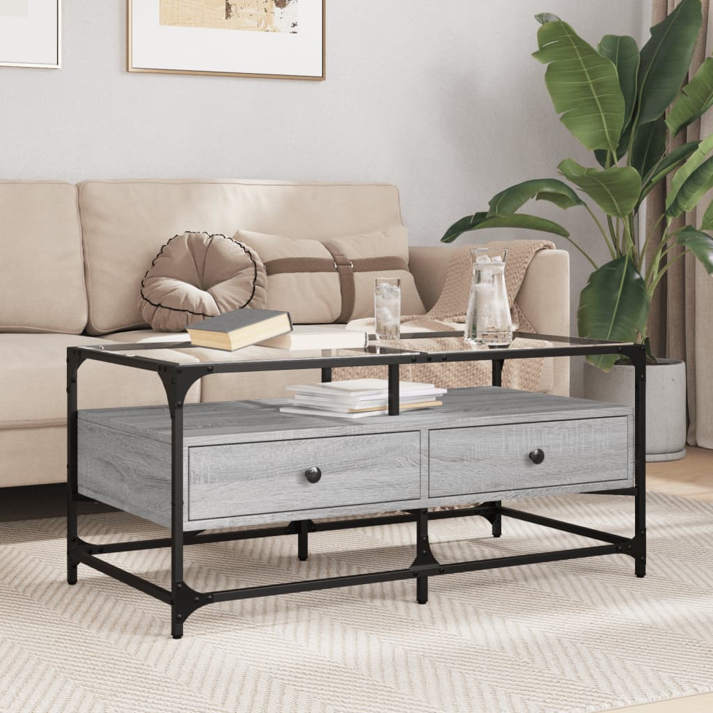 Salontafel Met Transparant Glazen Blad – Staal | Nordexahome - Nordexa Home