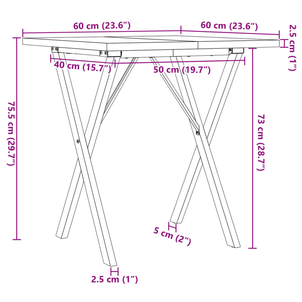 Eettafel 60X60X75,5 Cm Massief Grenenhout En Staal - Nordexa Home